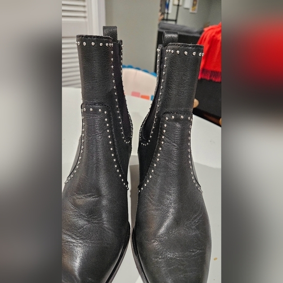 PAIGE Willa Studded Suede Leather Chelsea Ankle... | Depop PAIGE Willa Studded Chelsea Boots Black Leather Western Ankle Boot Size 7